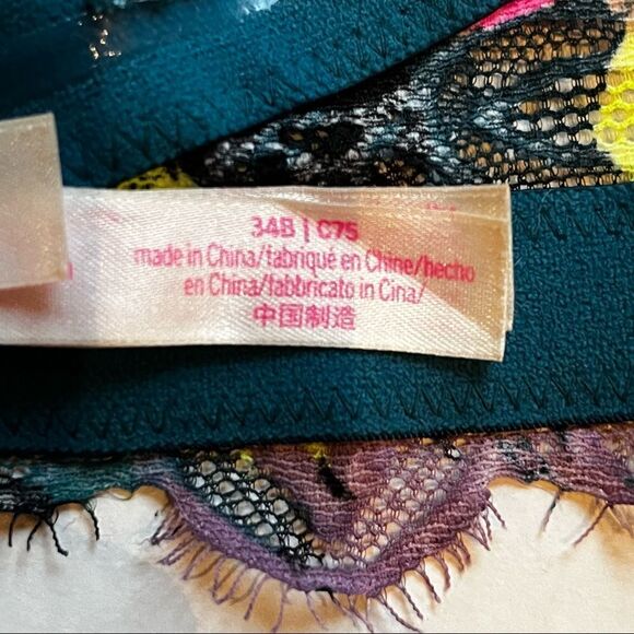 PINK Bra Date Plunge push up multiway 34B underwire, padded, black, pink multi - Picture 9 of 10